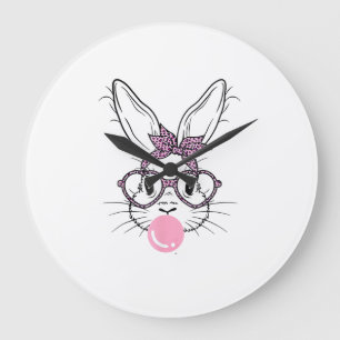 Relógio Grande Óculos de Leopardo Rosto de Coelho Bubble Gum Dia 