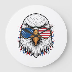 Relógio Grande Óculos de Sol Águia Patriótica Camisa Vector Vinta