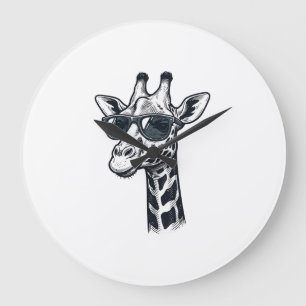 Relógio Grande Óculos de Sol de Girafa Legal Camiseta com Gravaçã