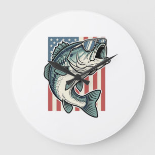 Relógio Grande Óculos de Sol de Pesca de Bass Patrióticos Vetor V