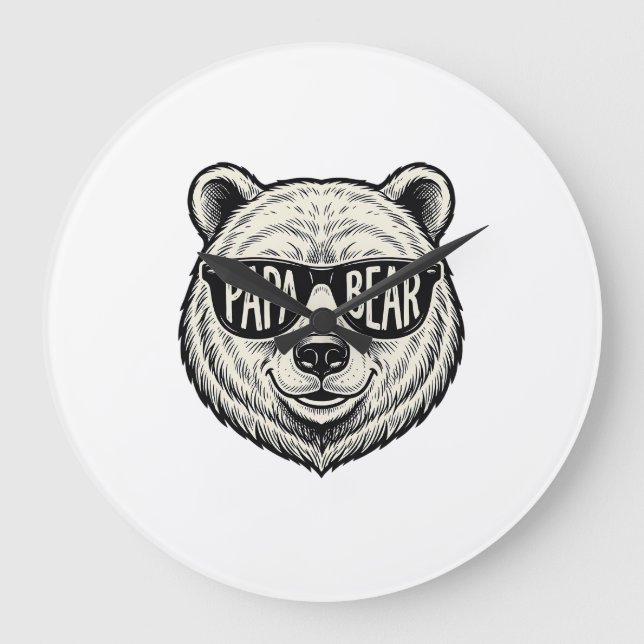 Relógio Grande Óculos de sol do Papai Urso Cabeça de Urso Design  (Frente)