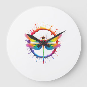 Relógio Grande Óculos de Sol Estilo Tie Dye com Gráfico de Libélu