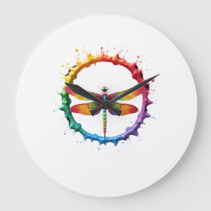 Relógio Grande Óculos de Sol Estilo Tie Dye com Ilustração de Lib