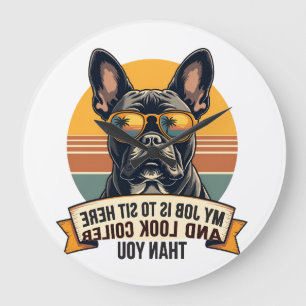 Relógio Grande Óculos de Sol Vintage Bulldog Francês Meu Trabalho