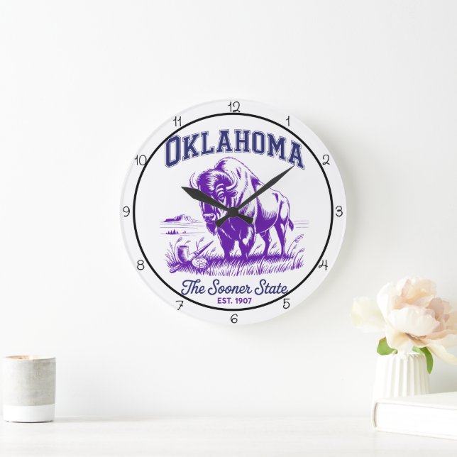 Relógio Grande Oklahoma Sooner State Bison (Lar)