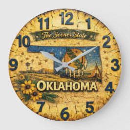 Relógio Grande Oklahoma The Sooner State Vintage Map Design