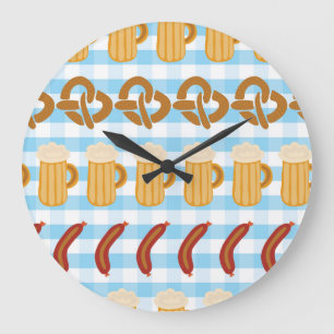 Relógio Grande Oktoberfest: cerveja, pretzel, padrão de salsicha