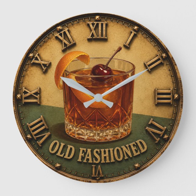 Relógio Grande Old Fashioned Cocktail Whiskey Bar Decor  (Frente)