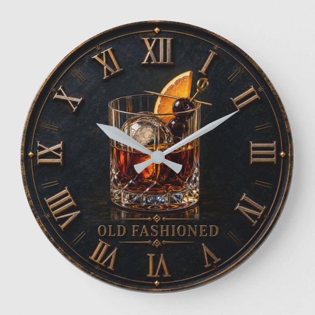 Relógio Grande Old Fashioned Whiskey Cocktail Bar Decor  (Frente)