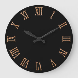 Relógio Grande Olhar Brilhante em Dourado Rosa Numerais Romanos N