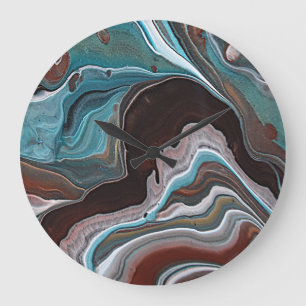 Relógio Grande Olhar de Geodo de Ágata Acrílica Fluida Moderna Ma