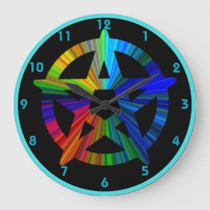 Relógio Grande olhar metálico do pentagram do wicca no pulso de