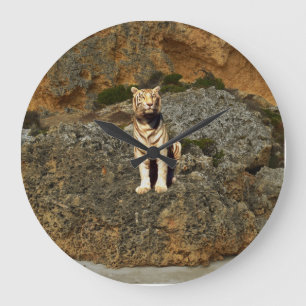 Relógio Grande Olhar para o Tigre Branco  