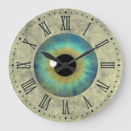 Relógio Grande Olho Azul Iris Eyeball Roman Large Round Clock