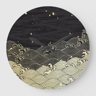 Relógio Grande onda de ouro, textura em papel.