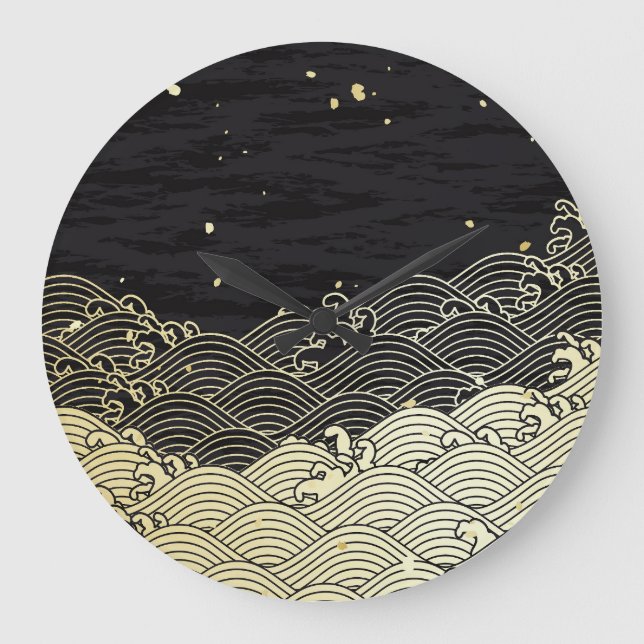 Relógio Grande onda de ouro, textura em papel. (Frente)