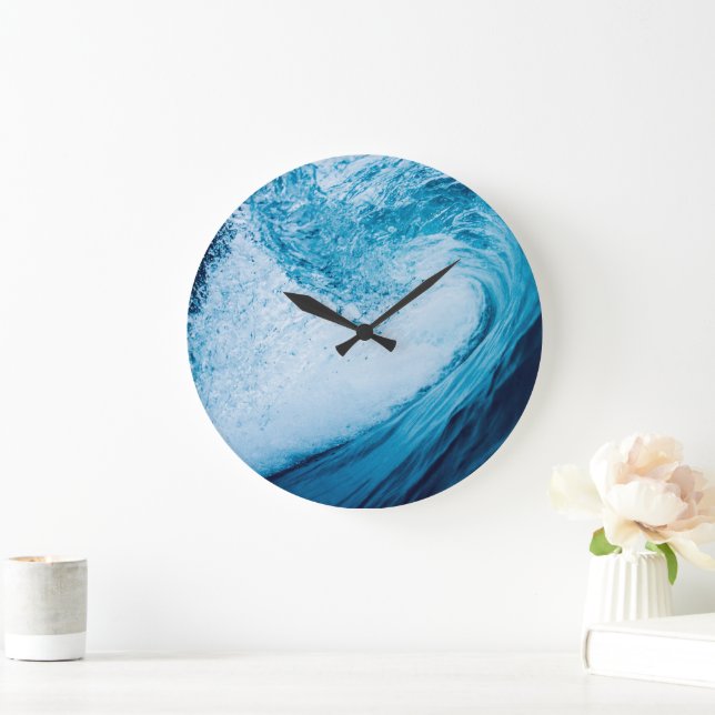 Relógio Grande Onda Rolante Do Oceano Em Toneladas De Azul (Lar)