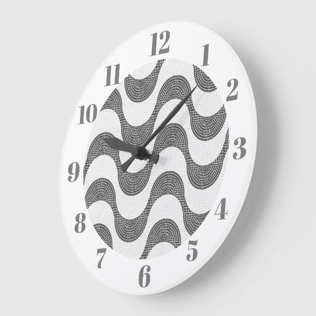 Relógio Grande Ondas brancas e pretas de pedra calcária portugues (Ângulo)