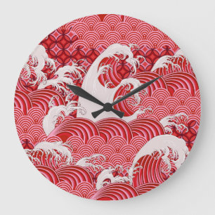 Relógio Grande Ondas Chinesas: Estilo Sem Olho Decorativo.