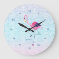 Ondas de água Abstrato moderna e Flamingo rosa