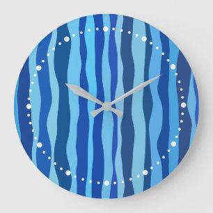 Relógio Grande Ondas de Azul Ciano Azul Naval Cobalto Azul Céu
