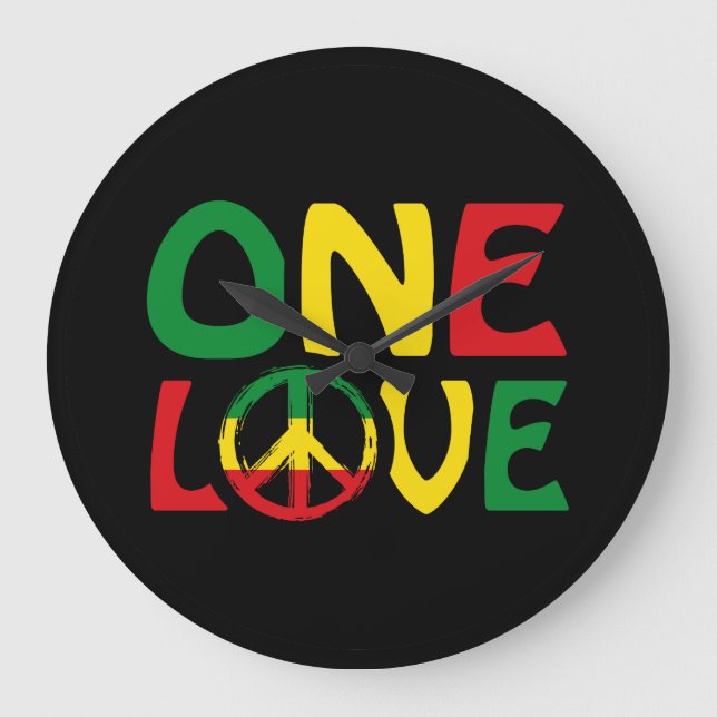 Relógio Grande One Love, Reggae design (Frente)