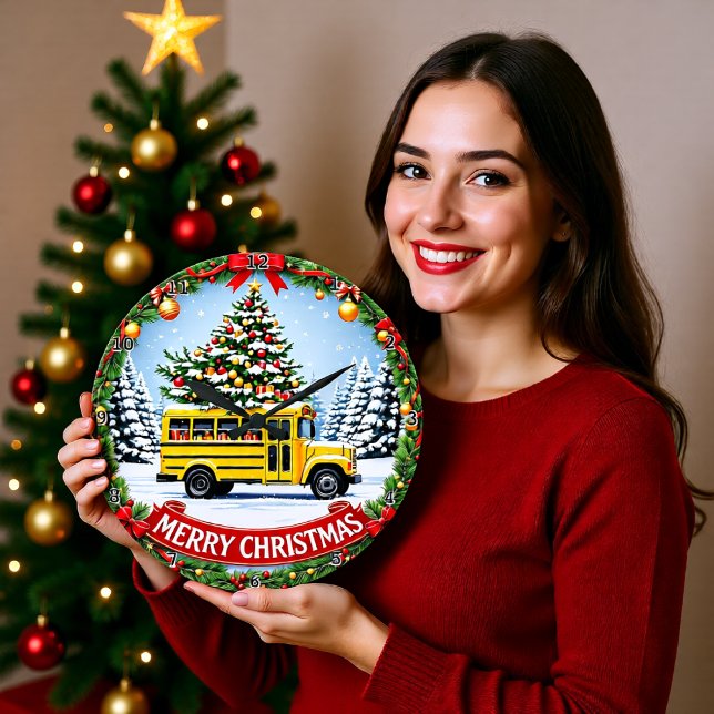 Relógio Grande Ônibus Escolar de Natal Inverno (Criador carregado)