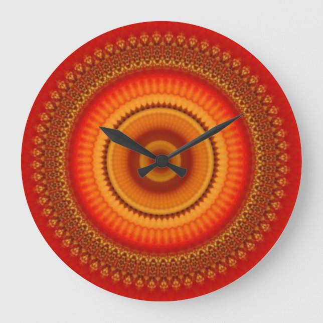 Relógio Grande Orange e Yellow Mandala (Frente)