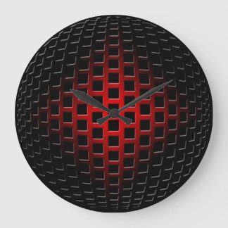Relógio Grande Órbita de metal 3D (preto e vermelho)