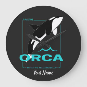 Relógio Grande Orca Killer Whale para uma garota que ama Orcas