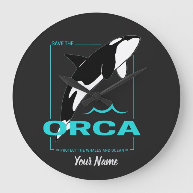 Relógio Grande Orca Killer Whale para uma garota que ama Orcas (Frente)