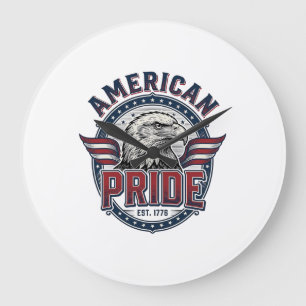 Relógio Grande Orgulho Americano Águia Design Patriótico Vintage_