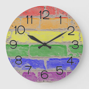 Relógio Grande Orgulho gay/ Arco-íris Parede de tijolo Design 2