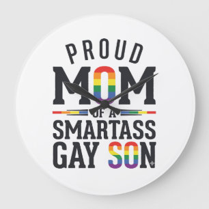Relógio Grande Orgulhosa Mãe de um Filho Gay Arrogante Camisa Vin