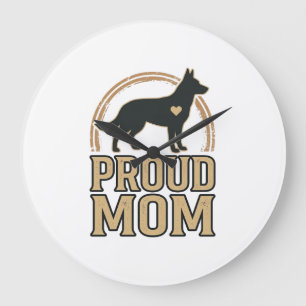 Relógio Grande Orgulhosa Mãe Silhueta de Cachorro Design Vetorial