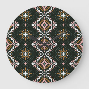 Relógio Grande Oriental Damask: Mosaico Vintage Talavera.