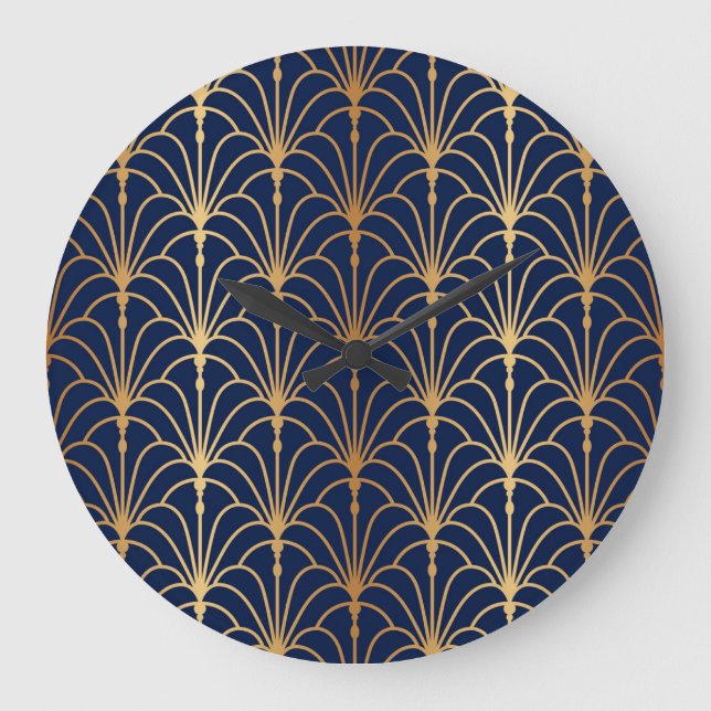 Relógio Grande Oriental Elegance: Padrão do ventilador do Ouro (Frente)