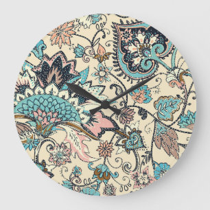 Relógio Grande Oriental Paisley: Elegância Têxtil Estilizada.