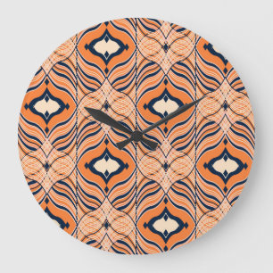 Relógio Grande Oriental Sem Costura: Ornamento Laranja Negro