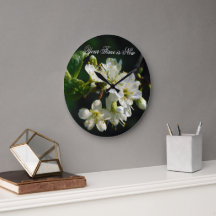 Original White Plum Art Custom Name Wall Clock