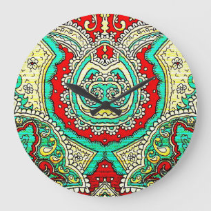 Relógio Grande Ornamento arabesco neon: estilo 80.