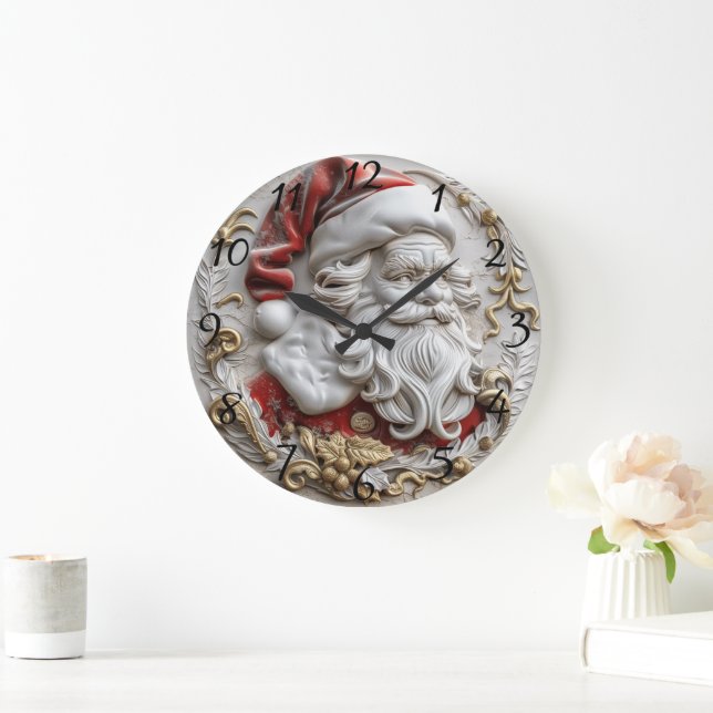 Relógio Grande Ornamento de Papais noeis festivos captura alegria (Lar)