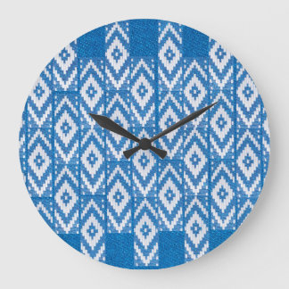 Relógio Grande ornamento étnico em têxteis de linho natural