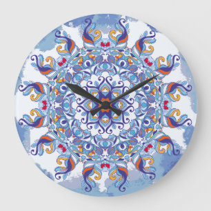 Relógio Grande Ornamento floral, design artístico.