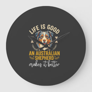 Relógio Grande Osso de Cachorro Pastor Australiano Life Is Good