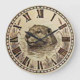 Relógio Grande Otter Wall Clock - Serene Lake Life Decor