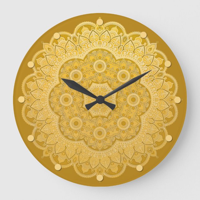Relógio Grande Ouro Amarelo Mandala (Frente)