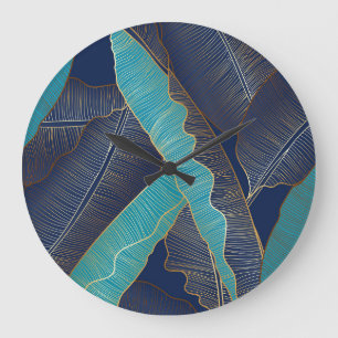 Relógio Grande Ouro Banana Leaf: Padrão De Luxo.