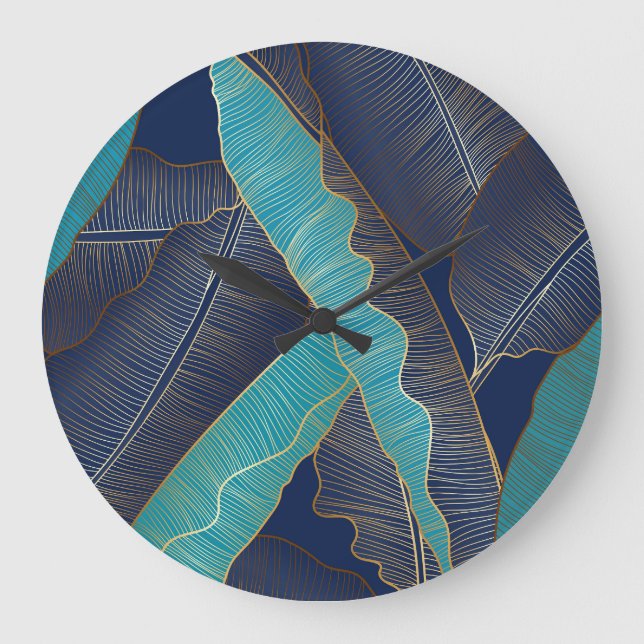 Relógio Grande Ouro Banana Leaf: Padrão De Luxo. (Frente)