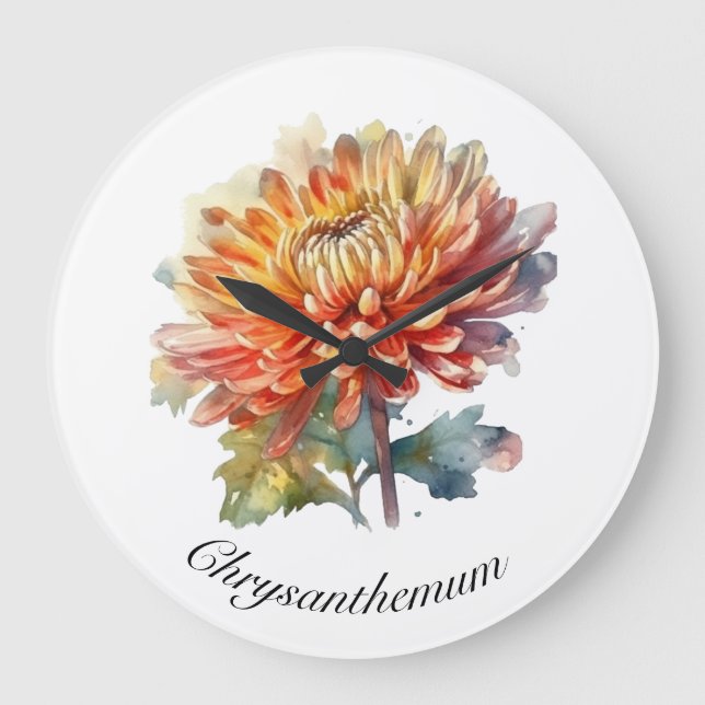 Relógio Grande Ouro Harvest Chrysanthemum, personalizado (Frente)